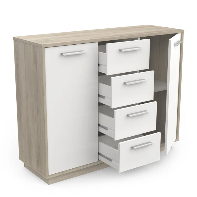 CaliCosy Buffet 2 deuren 4 laden, hout- en witdecor, l113 cm léo 2931889 large