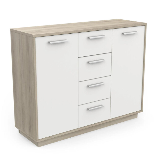 CaliCosy Buffet 2 deuren 4 laden, hout- en witdecor, l113 cm léo 2931889 large