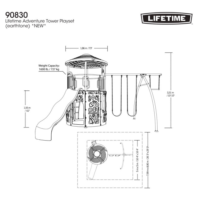 Lifetime ® speeltoren inclusief schommel en glijbaan 590x490x331 cm 3068589 large
