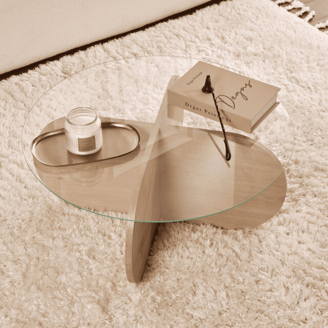 CaliCosy Salontafel met gekruiste poten en blad van gehard glas Ø75 cm aeris 3196978 large