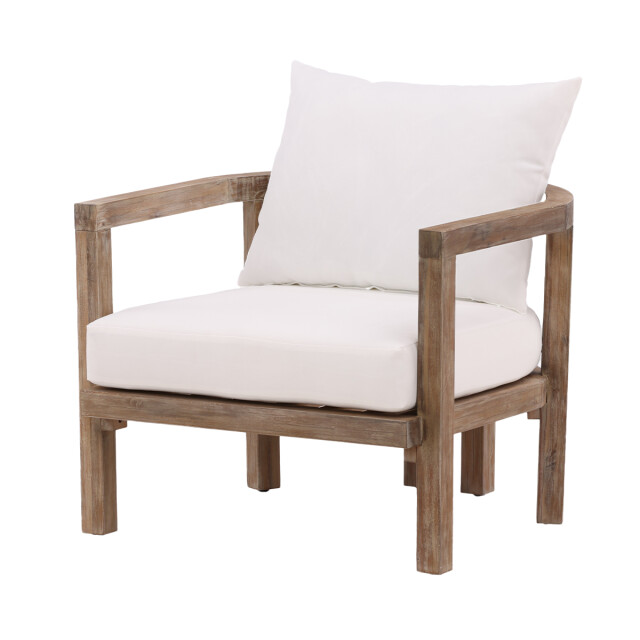 Nest Outdoor Elio acacia houten tuin lounge fauteuil naturel met witte zitkussens 3197083 large