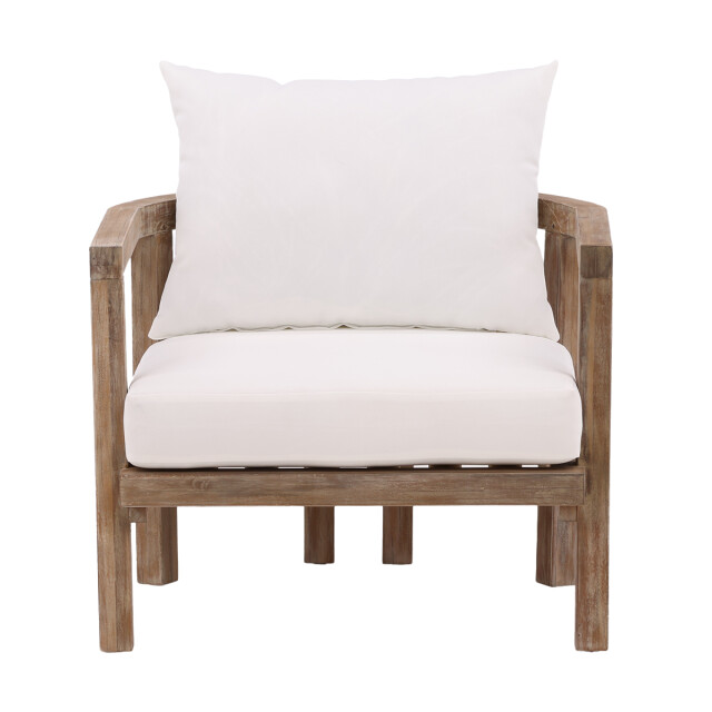 Nest Outdoor Elio acacia houten tuin lounge fauteuil naturel met witte zitkussens 3197083 large