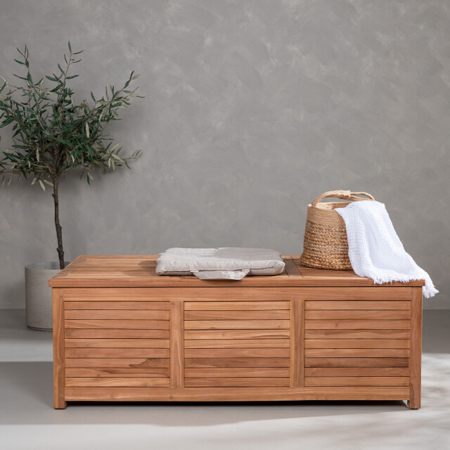 Nest Outdoor Dave teakhouten tuinkussen opbergkist naturel 130 x 46 cm 3197021 large
