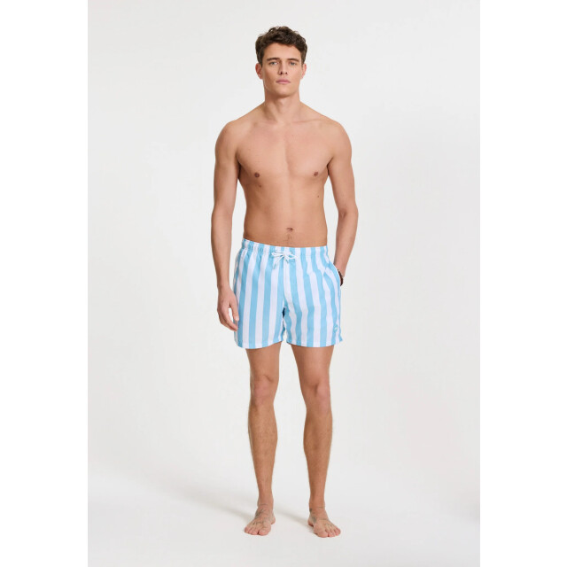 Shiwi Heren zwemshort broad stripe lichtblauw/wit 1441100200-6813 large