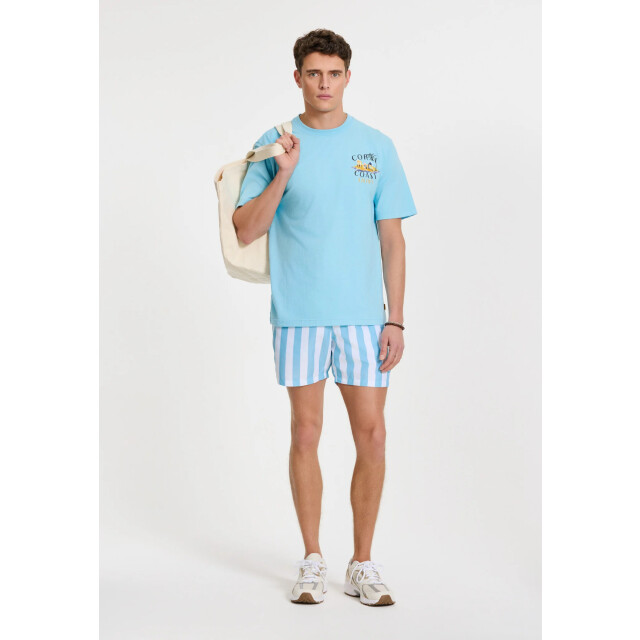Shiwi Heren zwemshort broad stripe lichtblauw/wit 1441100200-6813 large