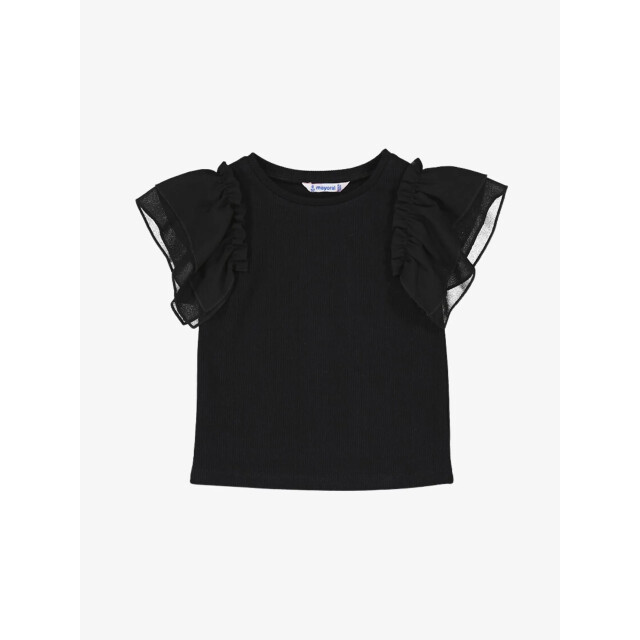 Mayoral Meisjes t-shirt ruches zwart 3-013-23 large