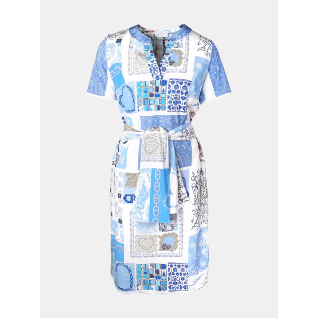 Mucho Gusto ® jurk paros blauw hart elegantie MUCHO GUSTO® Jurk Paros Blauw Hart Elegantie large