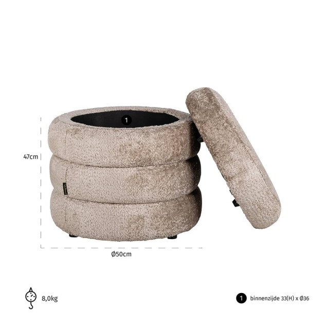 Richmond Interiors Richmond poef sheep naturel adele S4615 SHEEP NATURE large