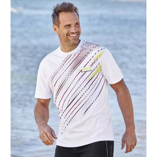 Atlas For Men Heren stripe sport t-shirt (pack of 2) UTAF116_whitered large