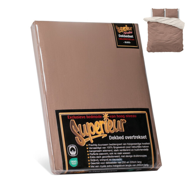 Superieur Dekbedovertrek twin face – / taupe 100% katoen 140x200/220cm 3195217 large