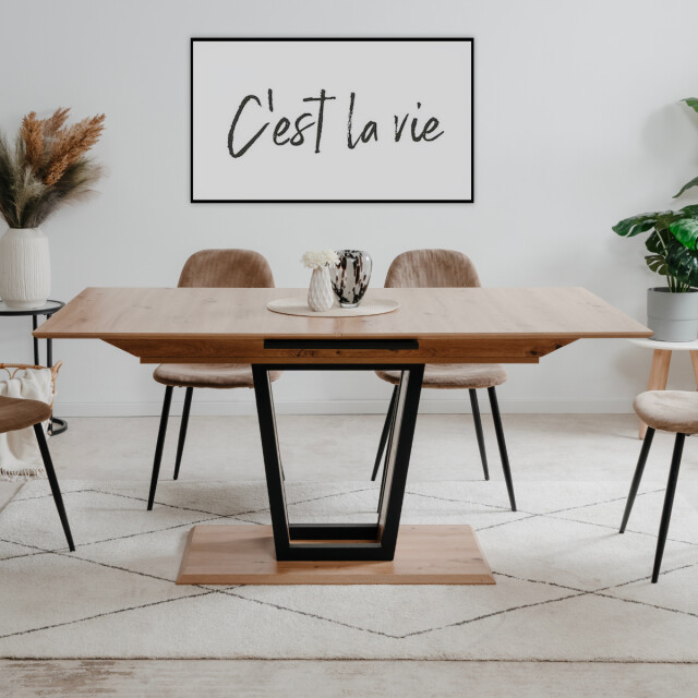 CaliCosy Uitschuifbare eettafel van 160 tot 200 cm, decor artisan eik en zwart soria 3197139 large