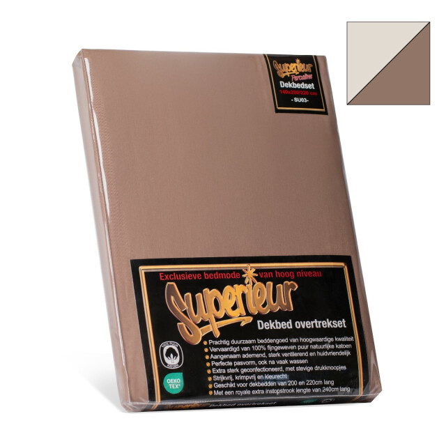 Superieur Dekbedovertrek twin face – / taupe 100% katoen 140x200/220cm 3195217 large