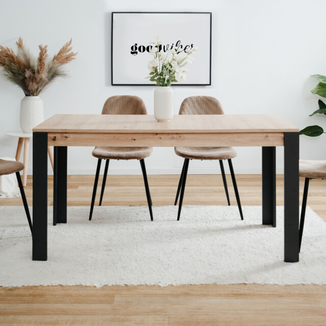 CaliCosy Uitschuifbare eettafel van 150 tot 200 cm, decor artisan eik en zwart tolosa 3197137 large