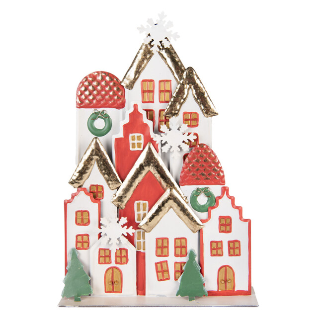 Clayre & Eef Kerstdecoratie beeld huis 30x8x46 cm rood metaal 3197133 large