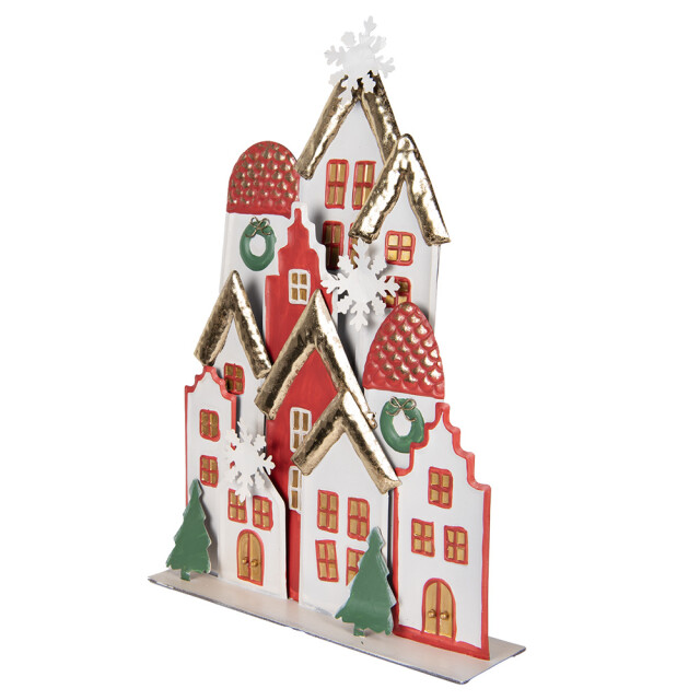 Clayre & Eef Kerstdecoratie beeld huis 30x8x46 cm rood metaal 3197133 large