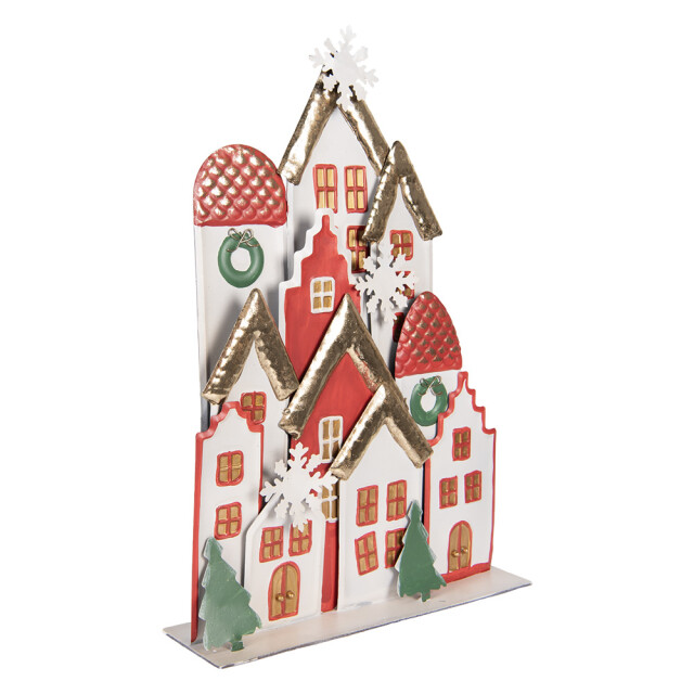 Clayre & Eef Kerstdecoratie beeld huis 30x8x46 cm rood metaal 3197133 large