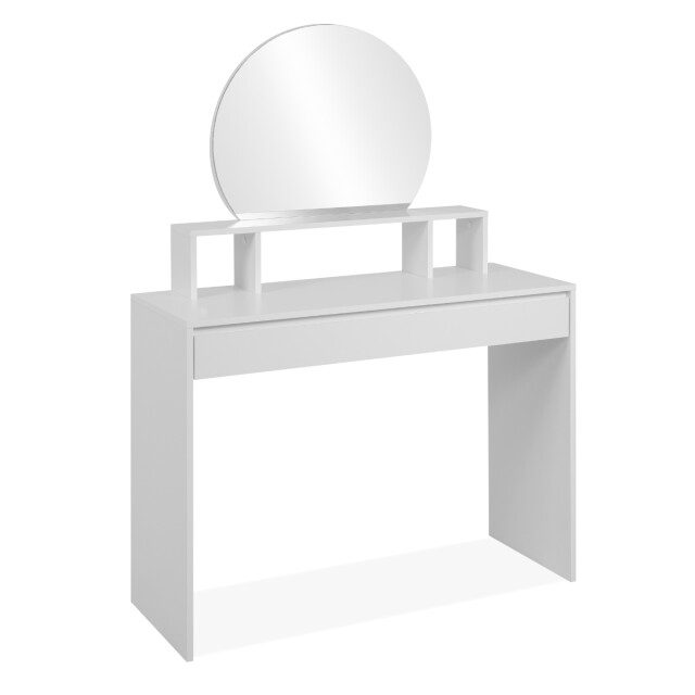 CaliCosy Kaptafel met 1 afgeronde spiegel, 3 bovenste vakken en 1 grote lade, 100 cm 3197154 large