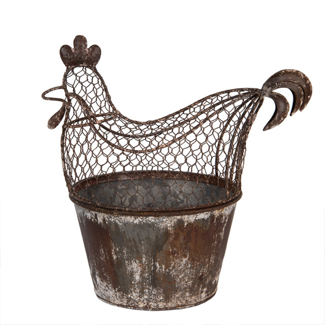Clayre & Eef Opbergmand kip 39x39x25 cm grijs metaal 3197132 large