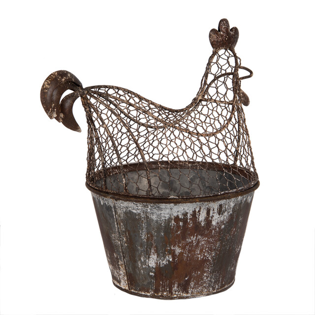 Clayre & Eef Opbergmand kip 39x39x25 cm grijs metaal 3197132 large