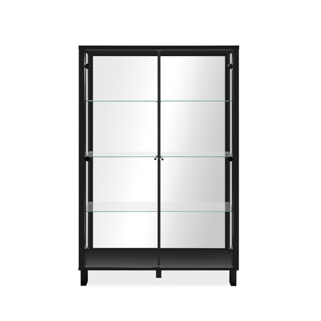 CaliCosy Vitrinekast met 2 glazen deuren en 6 zwarte glazen legplanken met 3197144 large