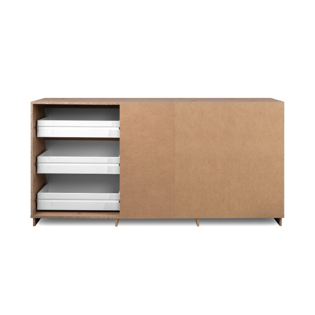 CaliCosy Dressoir met 3 deuren en 3 lades, decor hoogglans wit en artisan eik, 178 cm 3197142 large