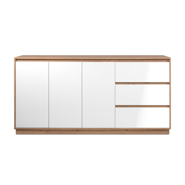 CaliCosy Dressoir met 3 deuren en 3 lades, decor hoogglans wit en artisan eik, 178 cm 3197142 large