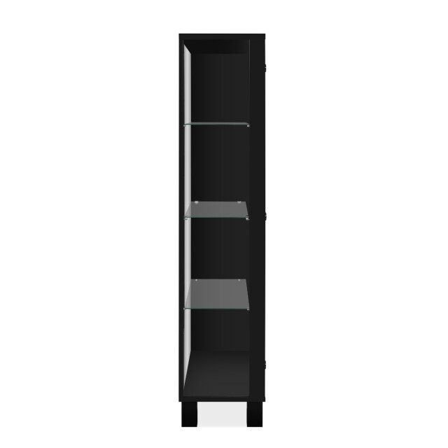 CaliCosy Vitrinekast met 2 glazen deuren en 6 zwarte glazen legplanken met 3197144 large