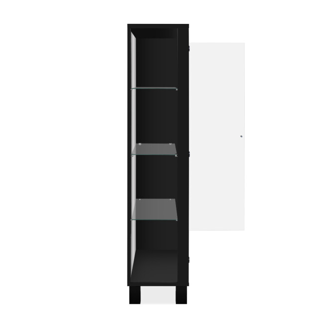 CaliCosy Vitrinekast met 2 glazen deuren en 6 zwarte glazen legplanken met 3197144 large