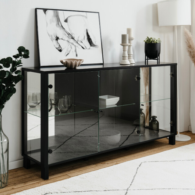 CaliCosy Dressoir met 15 mm kastdikte, glazen zijkanten, spiegel achterwand, 10 cm 3197143 large