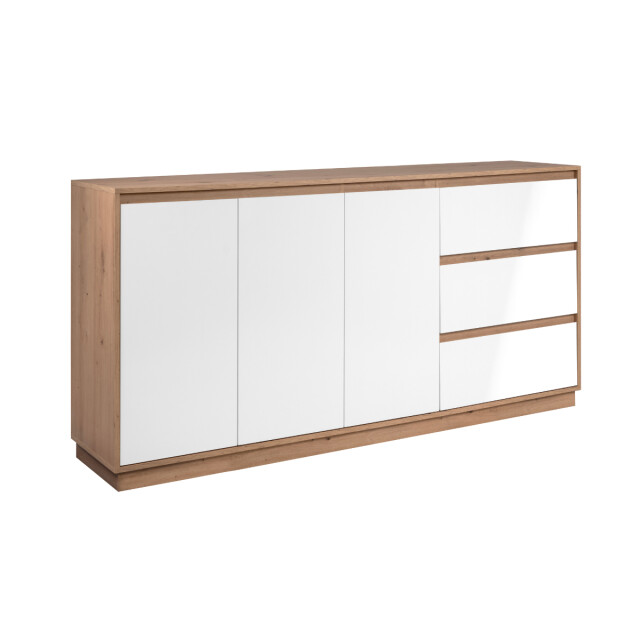 CaliCosy Dressoir met 3 deuren en 3 lades, decor hoogglans wit en artisan eik, 178 cm 3197142 large