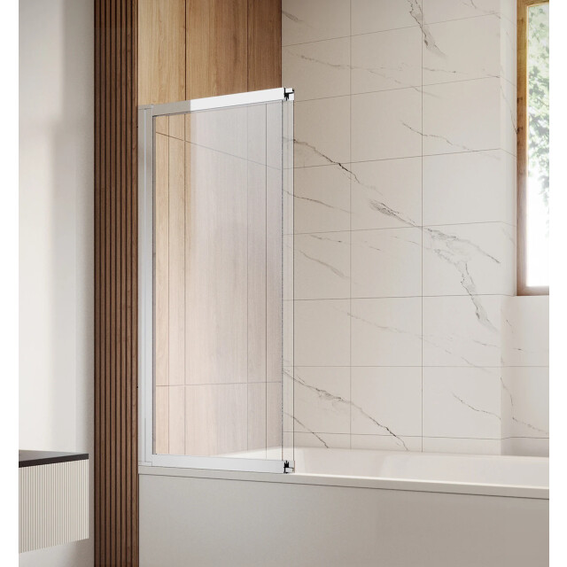 Badplaats Badwand moka 130 x 140 cm chroom badscherm schuifdeur 5 mm dik - 3181024 large