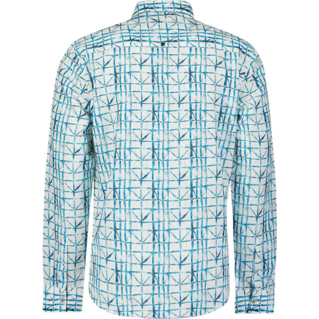 No Excess Shirt allover printed with linen seablue 27430206-039 large
