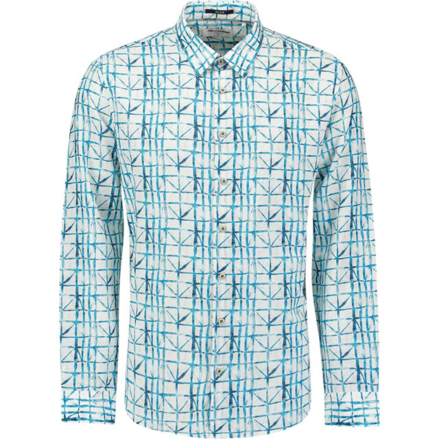 No Excess Shirt allover printed with linen seablue 27430206-039 large