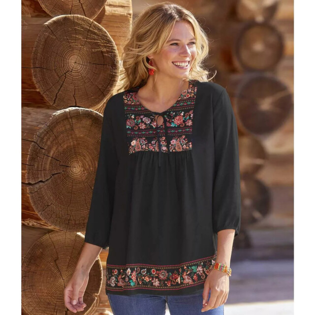 Atlas for Women Dames bedrukte viscose top UTAF723_black large