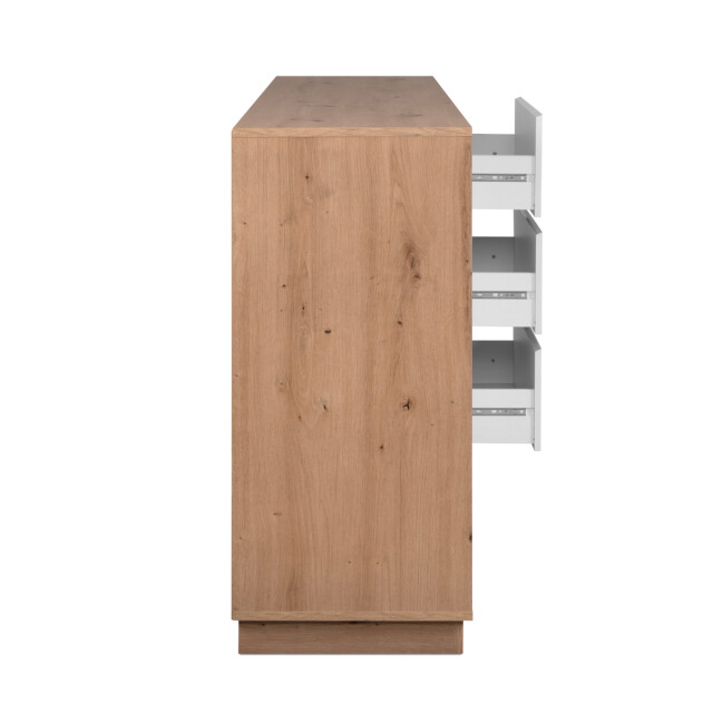 CaliCosy Dressoir met 3 deuren en 3 lades, decor hoogglans wit en artisan eik, 178 cm 3197142 large