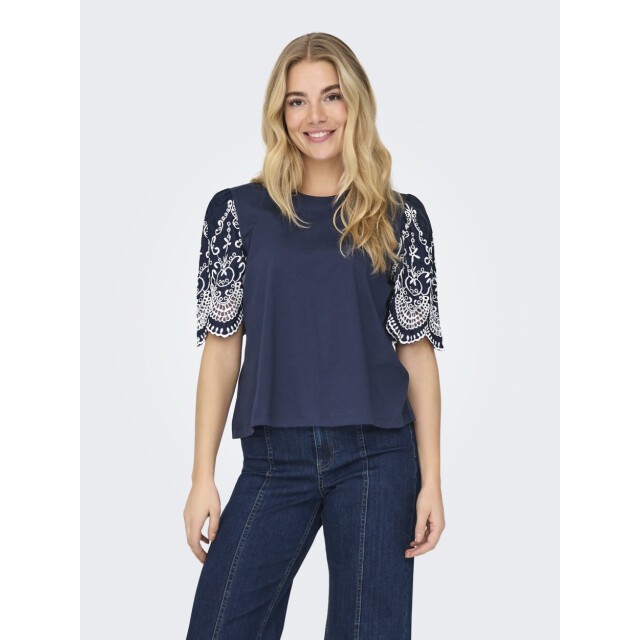 Jacqueline de Yong Jdyoma broderie anglaise top jrs navy 4339.37.0043 large