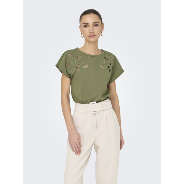 Jacqueline de Yong Jdyrose ss o-neck emb top army 4339.26.0073 large