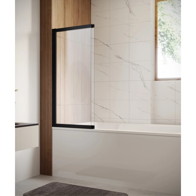 Badplaats Badwand moka 110 x 140 cm zwart badscherm schuifdeur 5 mm dik - 3195785 large