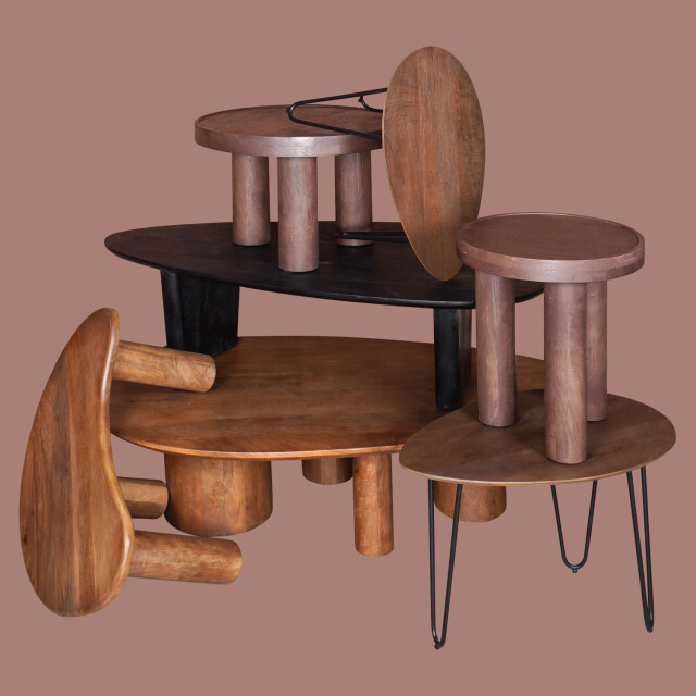 Home67 Salontafel tias ø60 cm espresso mangohout 3195831 large