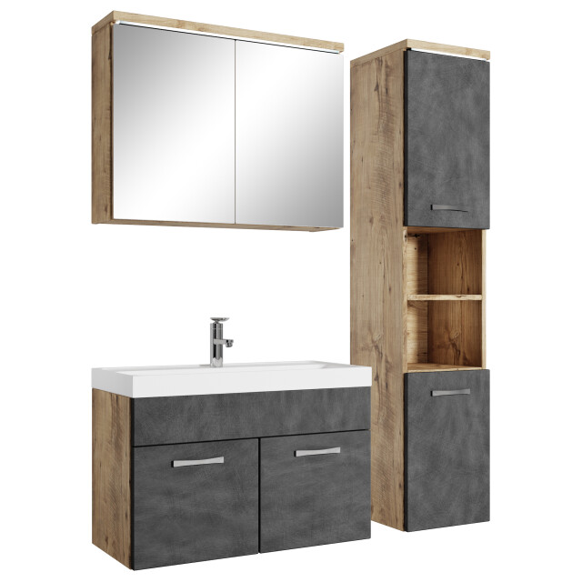 Badplaats Badkamermeubel set paso 80 x 40 cm kastanje met donker grijs - 3198690 large