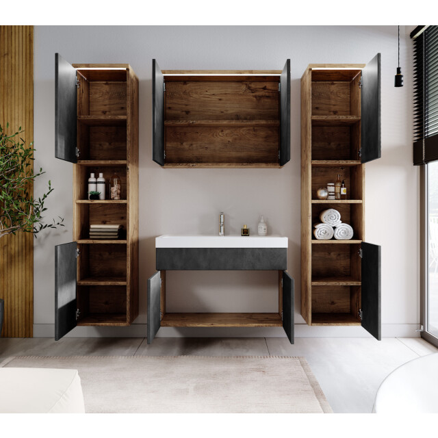 Badplaats Badkamermeubel set paso xl 80 x 40 cm kastanje met donker 3198691 large