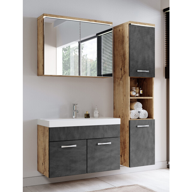 Badplaats Badkamermeubel set paso 80 x 40 cm kastanje met donker grijs - 3198690 large