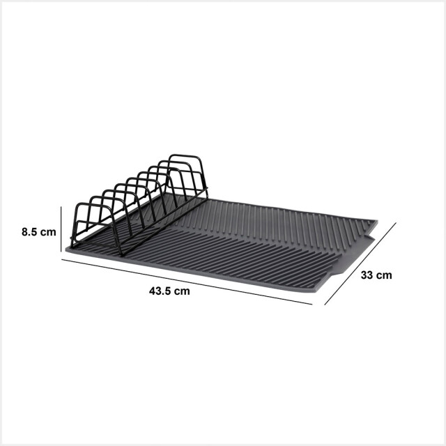 Casa di Elturo Siliconen druipmat met afdruiprek – antislip vaatdroogmat grijs – 43,5 x 33 x 3198262 large