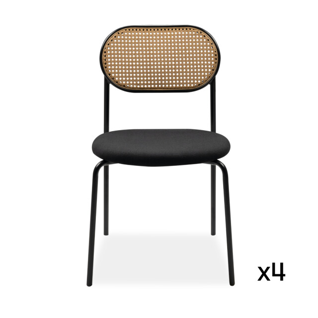 CaliCosy Set van 4 stoelen van gevlochten rotan met metalen frame, 47 cm mozart 3198258 large