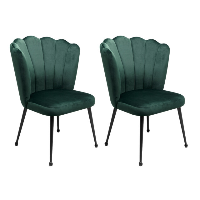 CaliCosy Set van 2 stoelen van donkergroen fluweel met metalen poten, 55 cm quinn 3198259 large