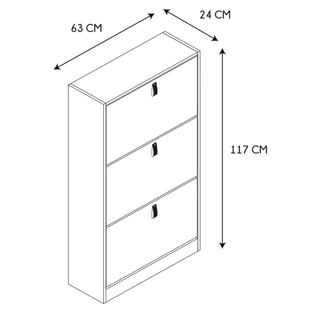 CaliCosy Schoenenkast met 3 uittrekbare laden l63cm 2929889 large