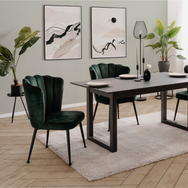 CaliCosy Set van 2 stoelen van donkergroen fluweel met metalen poten, 55 cm quinn 3198259 large