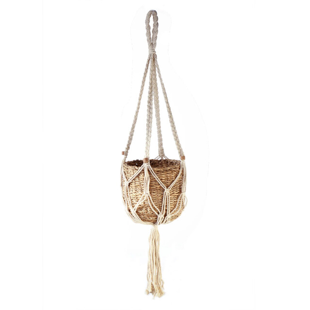 CaliCosy Hangende macramé mand met plantenhouder van zeewier 2929094 large