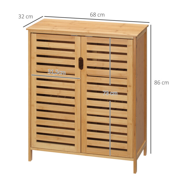 4goodz Badkamerkast bamboe met lamellenontwerp voor badkamer of gang 32x68x86 cm 3198725 large