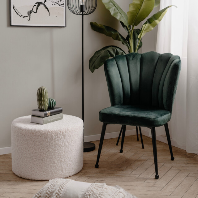 CaliCosy Set van 2 stoelen van donkergroen fluweel met metalen poten, 55 cm quinn 3198259 large